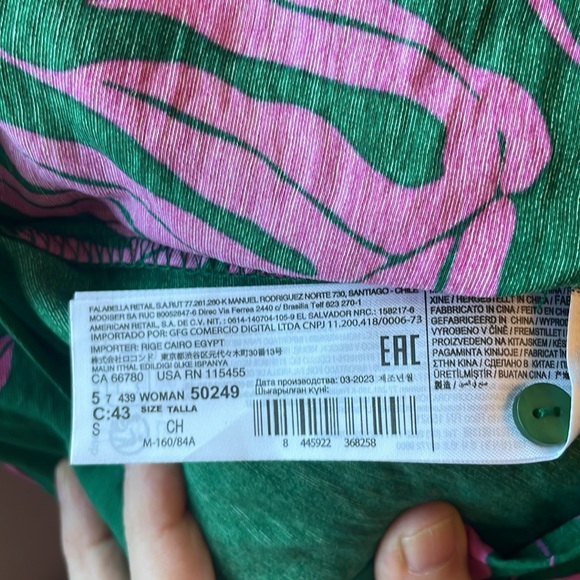 Mango mini dress in pink and green print size extra small - Picture 7 of 8